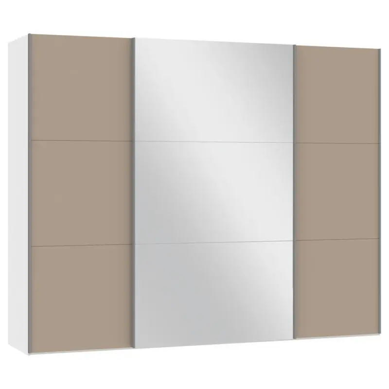 Schwebet&uuml;renschrank in Wei&szlig;, Hellbraun