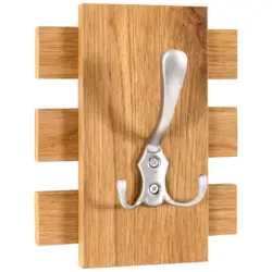Garderobenhaken in furniert Eichefarben, Edelstahlfarben