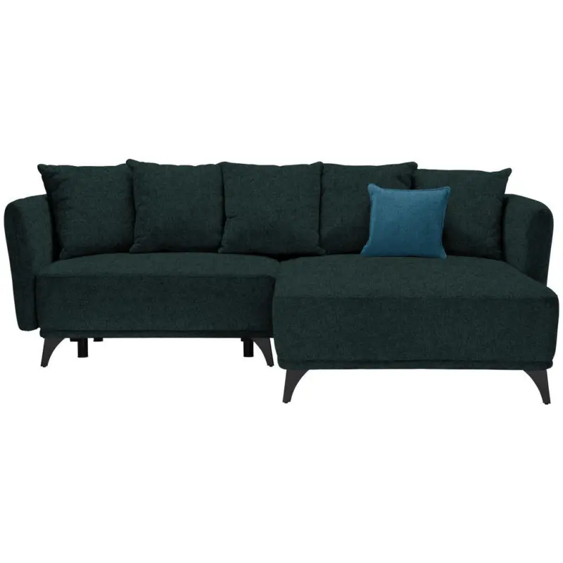 Ecksofa in Chenille Dunkelgr&uuml;n 255/172 cm