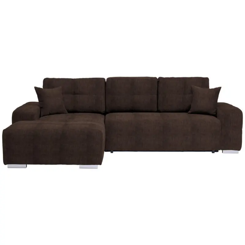 Ecksofa in Webstoff Dunkelbraun 194/280 cm