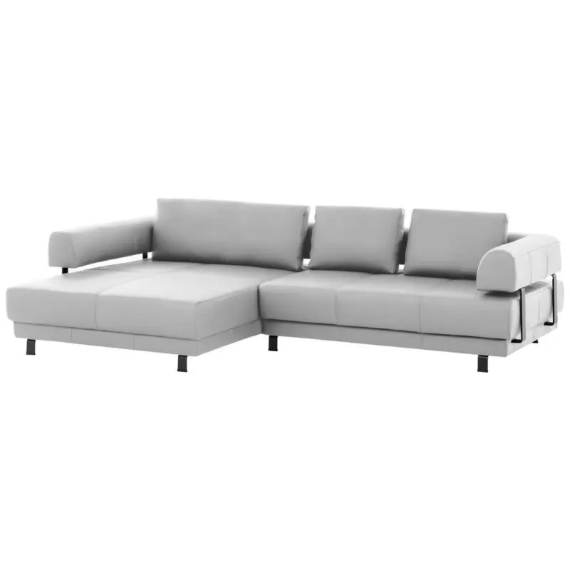 Ecksofa in Echtleder Wei&szlig; 188/307 cm