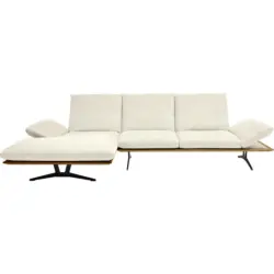 Ecksofa in Flachgewebe Creme 159/314 cm