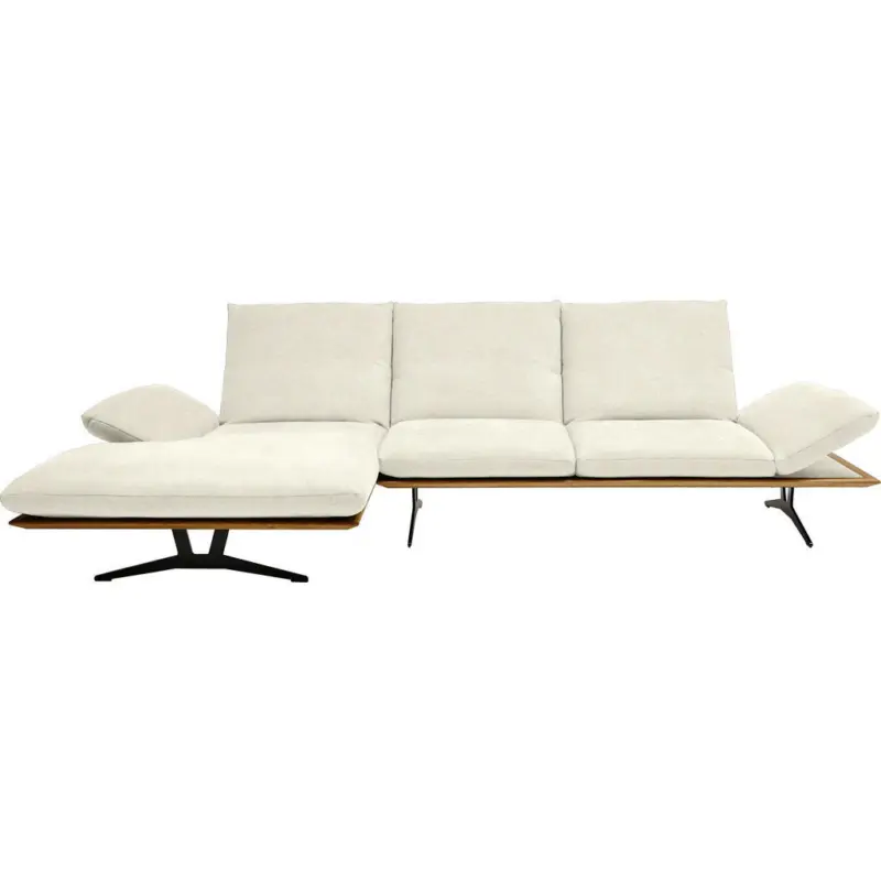 Ecksofa in Flachgewebe Creme 159/314 cm