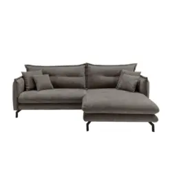 Ecksofa in Mikrofaser Graubraun 255/180 cm