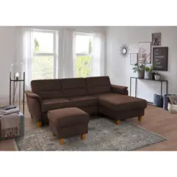 Ecksofa Palmera V in Mikrofaser Dunkelbraun 244/163 cm