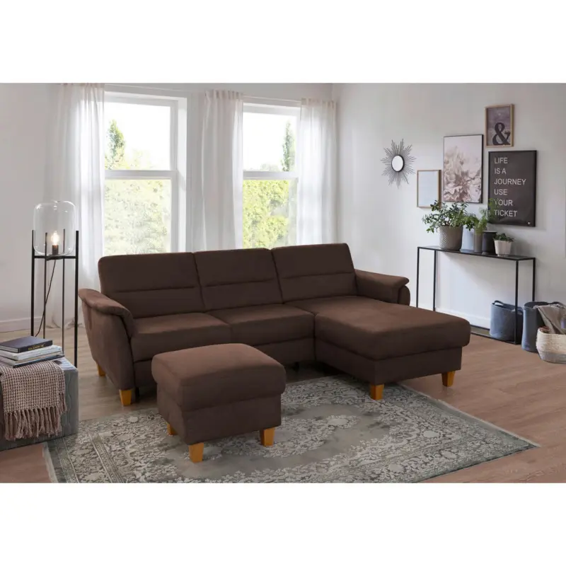 Ecksofa Palmera V in Mikrofaser Dunkelbraun 244/163 cm