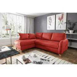 Ecksofa in Lederlook Echtleder Rot