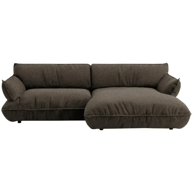 Ecksofa in Flachgewebe Dunkelbraun 264/185 cm