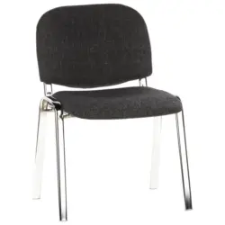 Besucherstuhl in Flachgewebe Anthrazit, Chromfarben