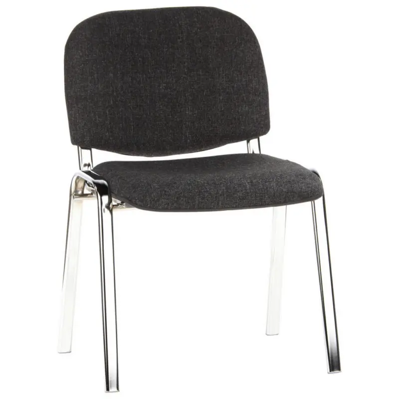 Besucherstuhl in Flachgewebe Anthrazit, Chromfarben