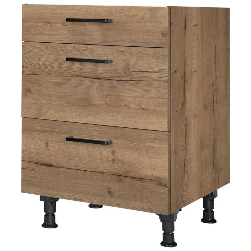 Schubkastenunterschrank 60/87/56 cm in Eiche dunkel