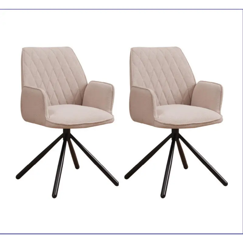 Armlehnstuhl-Set 2 St&uuml;ck Sitzfl&auml;che 180&deg; drehbar, automatische R&uuml;ckholfunktion Boucl&eacute;