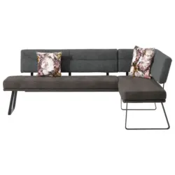 Eckbank 225/169 cm in Schwarz, Dunkelgrau