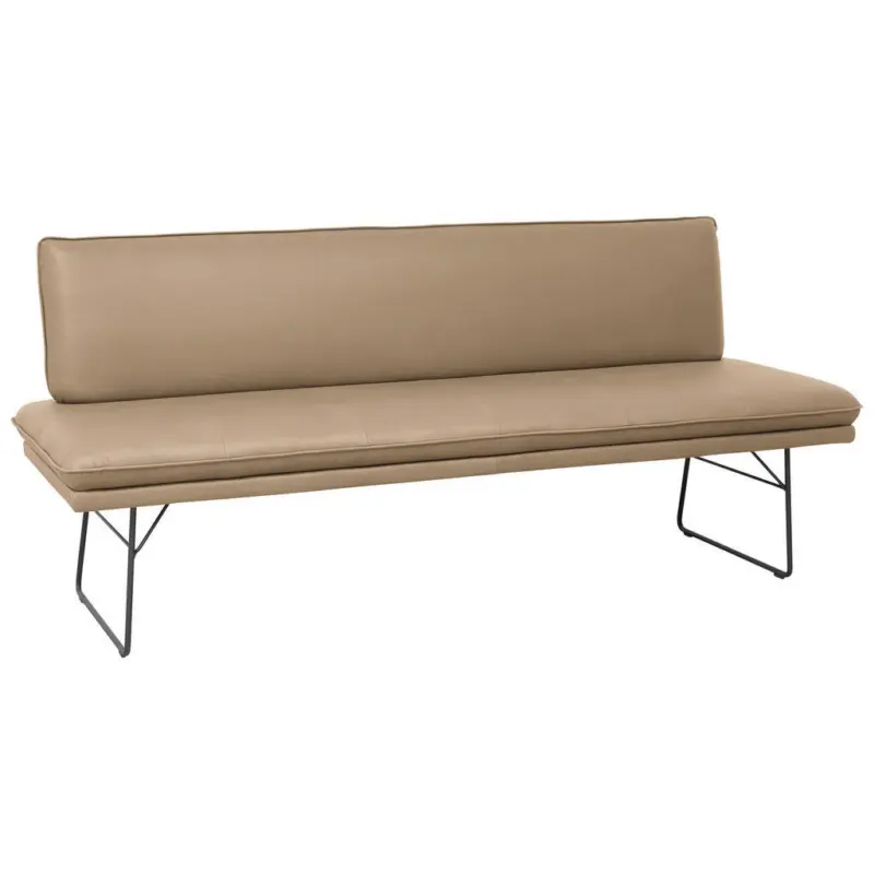 Sitzbank in Metall, Textil Schwarz, Sandfarben