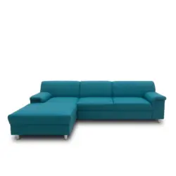 Ecksofa in Webstoff Petrol 150/252 cm