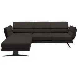Ecksofa in Flachgewebe Dunkelbraun 176-217/279-327 cm