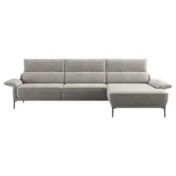 Ecksofa in Boucl&eacute; Hellgrau 330/186 cm
