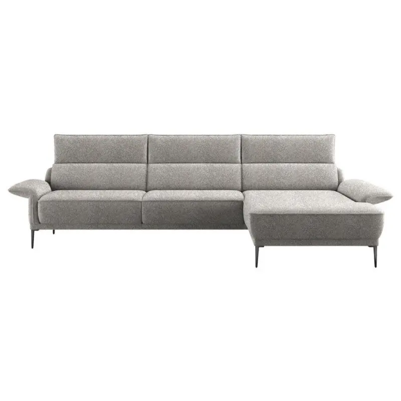 Ecksofa in Boucl&eacute; Hellgrau 330/186 cm