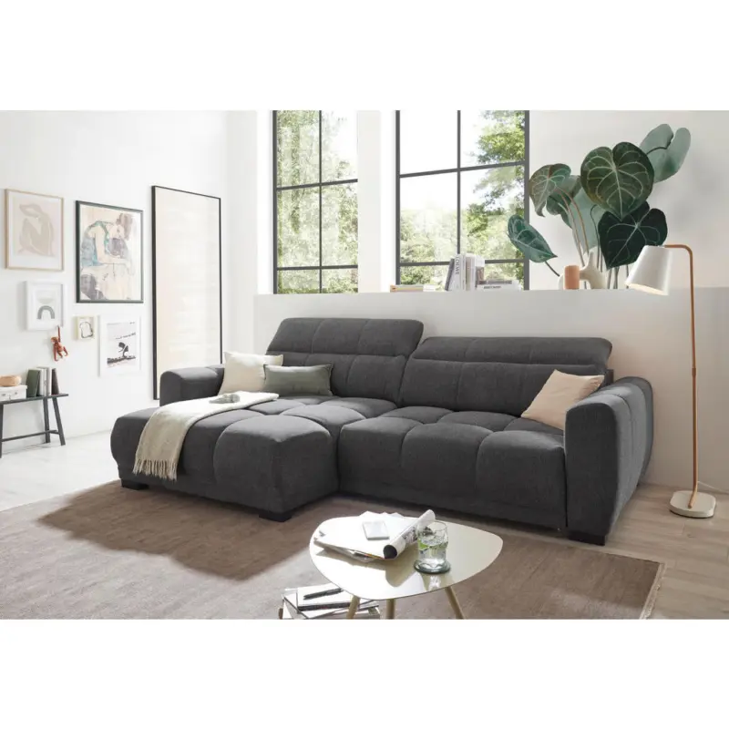Ecksofa Hunter in Mikrofaser Anthrazit 170/297 cm