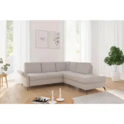 Ecksofa Rochelle E in Flachgewebe Greige 240/216 cm