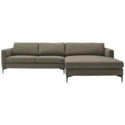 Ecksofa in Flachgewebe Braun 310/195 cm