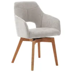 Armlehnstuhl in Holz, Textil Wei&szlig;, Wildeiche