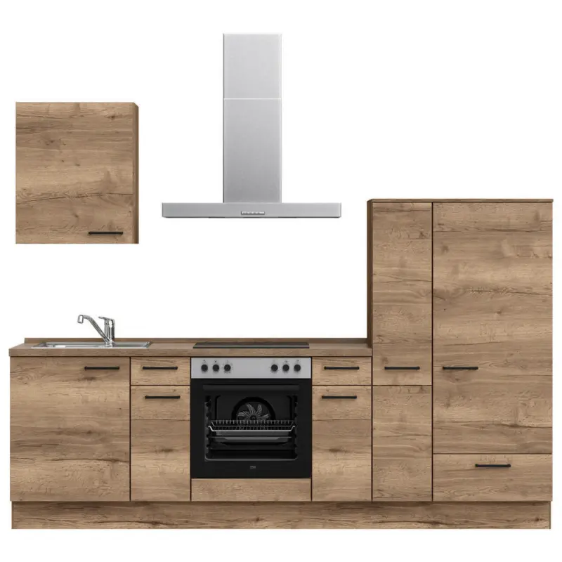 K&uuml;chenleerblock 270 cm in Eiche dunkel