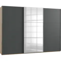 Schwebet&uuml;renschrank in Graphitfarben, Eichefarben