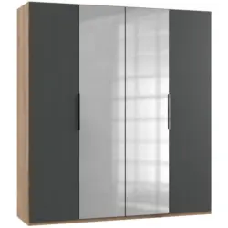 Dreht&uuml;renschrank in Graphitfarben, Eichefarben