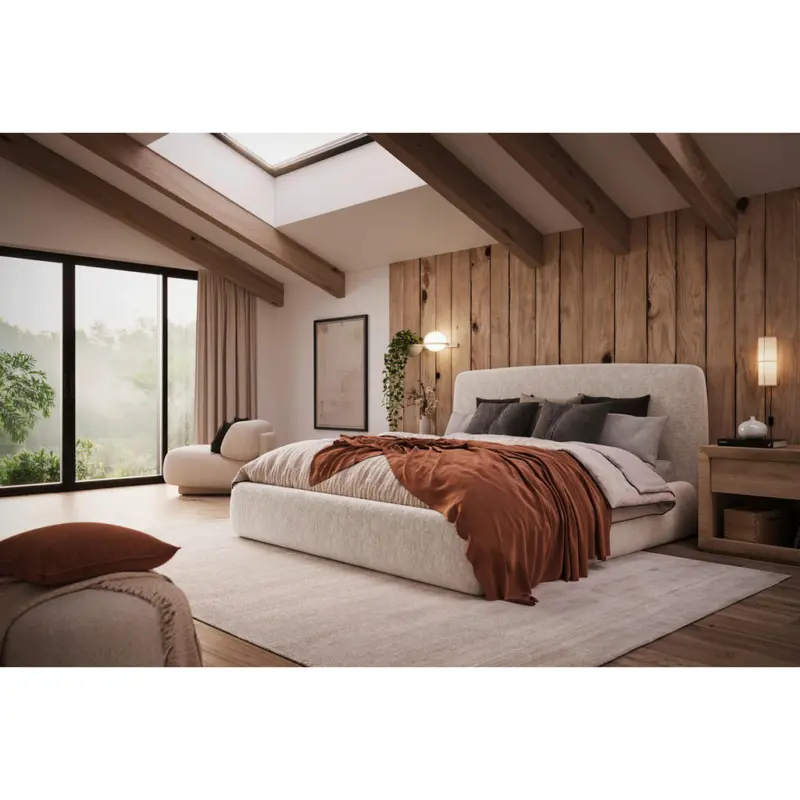 Polsterbett gepolstertes Kopfteil, Lattenrost, Bettkasten Beige 180/200 cm