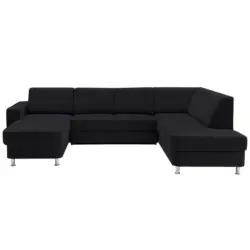 Wohnlandschaft in Chenille Schwarz