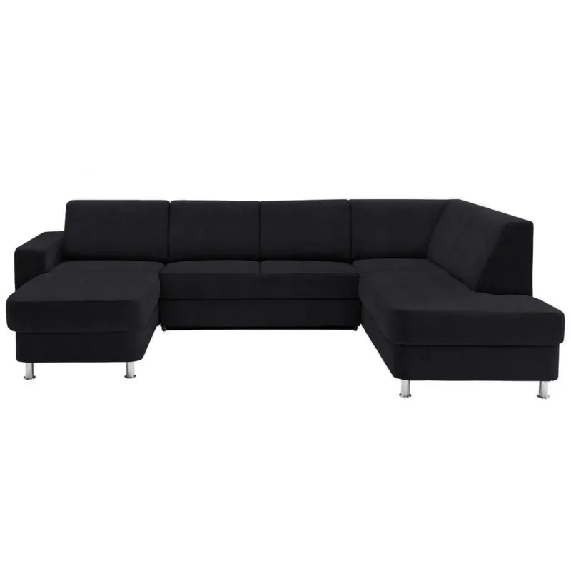 Wohnlandschaft in Chenille Schwarz