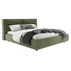 Polsterbett gepolstertes Kopfteil Waldgr&uuml;n 160/200 cm