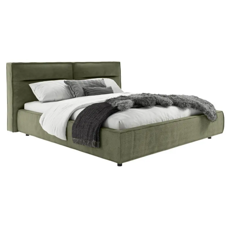 Polsterbett gepolstertes Kopfteil Waldgr&uuml;n 160/200 cm