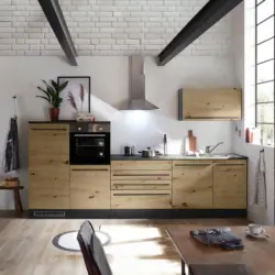 K&uuml;chenblock 320 cm in Anthrazit, Eiche Artisan