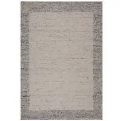 Handwebteppich 160/230 cm Bobble Wool Border Schwarz, Wei&szlig;