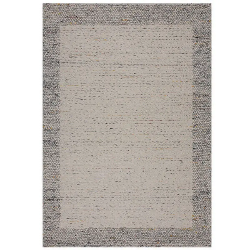 Handwebteppich 160/230 cm Bobble Wool Border Schwarz, Wei&szlig;