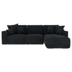 Ecksofa in Samt Dunkelgrau 293/195 cm