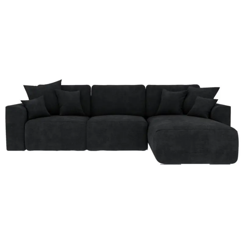Ecksofa in Samt Dunkelgrau 293/195 cm