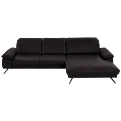 Ecksofa Rivello in Echtleder Dunkelbraun 328/193 cm