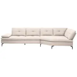 Ecksofa in Flachgewebe Creme 344/157 cm