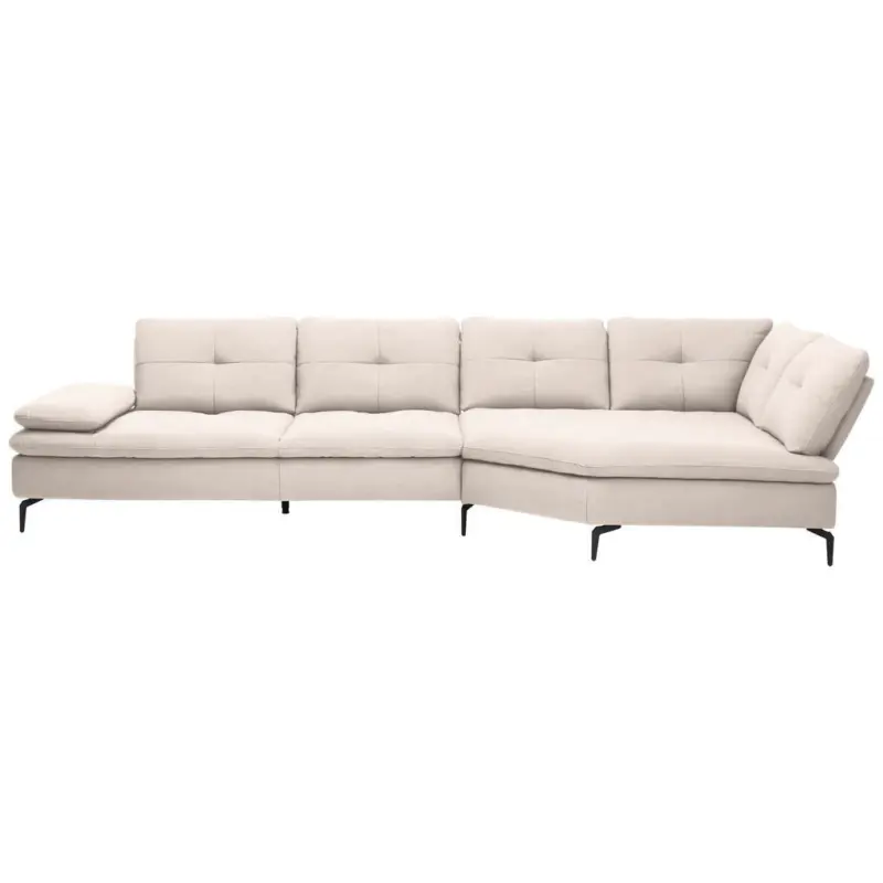 Ecksofa in Flachgewebe Creme 344/157 cm