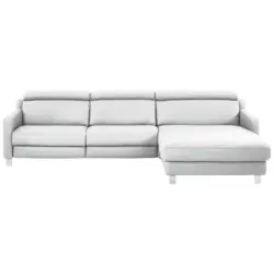 Ecksofa in Echtleder Wei&szlig; 291/176 cm