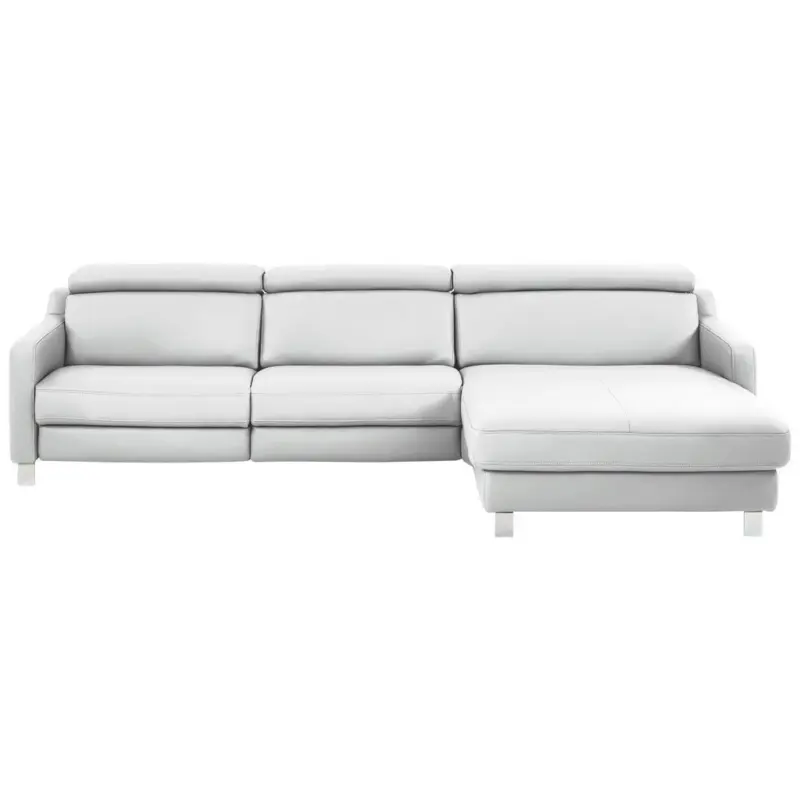 Ecksofa in Echtleder Wei&szlig; 291/176 cm