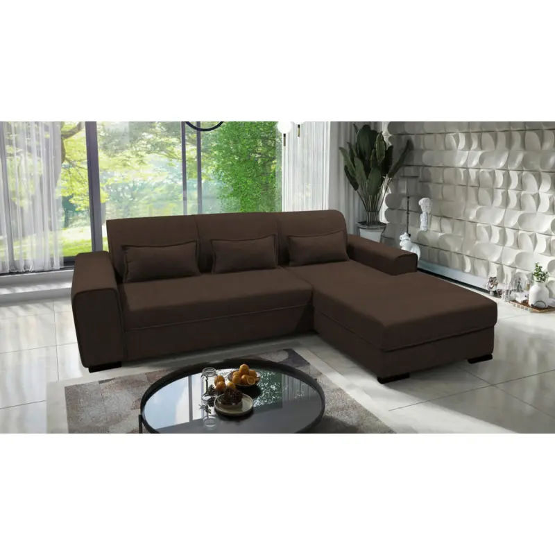 Ecksofa Classic in Struktur, Boucl&eacute; Braun