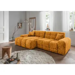 Ecksofa Bosco in Struktur Goldfarben 152/301 cm