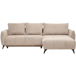 Ecksofa in Struktur, Pl&uuml;sch Beige