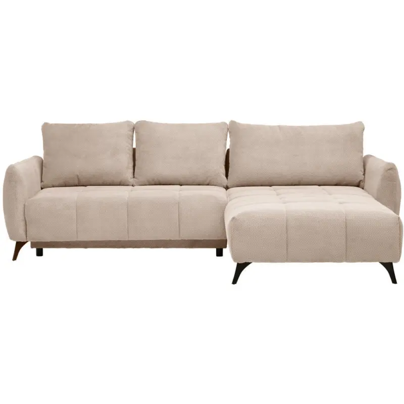 Ecksofa in Struktur, Pl&uuml;sch Beige