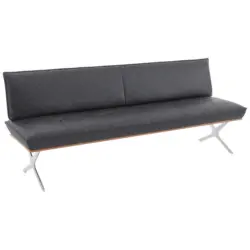 Sitzbank 194/88/66 cm in Grau, Nussbaumfarben, Nickelfarben