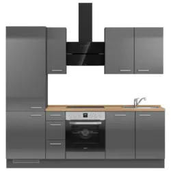 K&uuml;chenleerblock 240 cm in Eichefarben, Schieferfarben